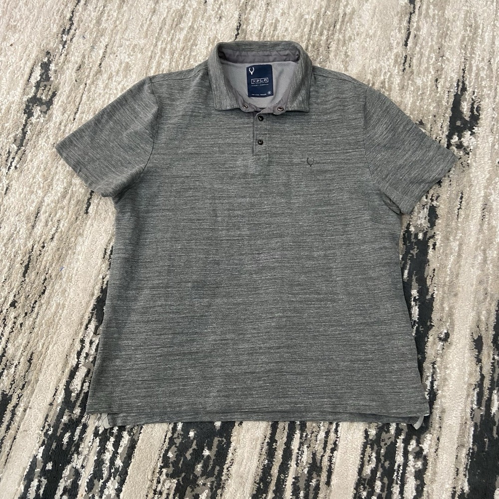 XPLR Jeremiah Polo Shirt Mens XL Grey‎ Heathered Cotton Polyester Short Sleeve